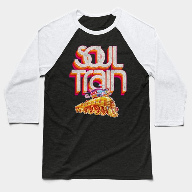Soul Train Logo Worn Baseball T-Shirt by Alema Art